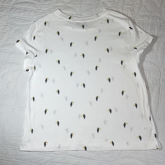 Loft Toucan Print XL white tunic style basic tee Tropical patterned layering top - Picture 3 of 9